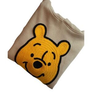 Disney Winnie the Pooh Sand Beige Chenille Patch Hoodie POSJ877-3L52 Womens L